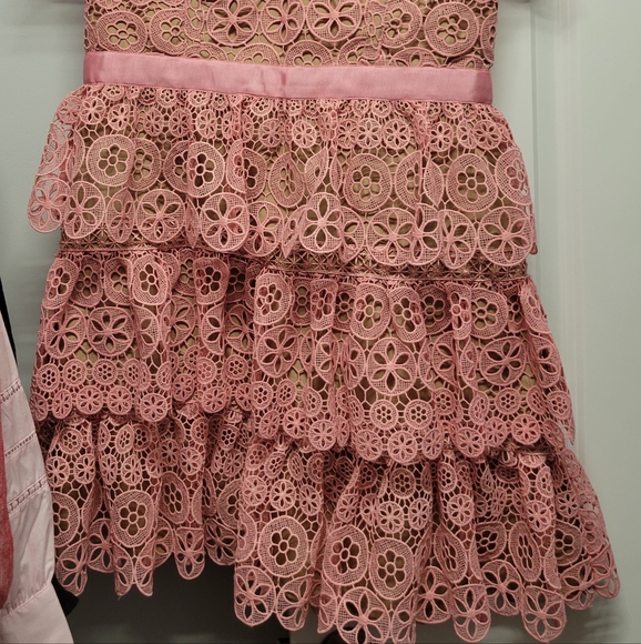 Self Portrait Pink Lace Mini Dress - Picture 6 of 11